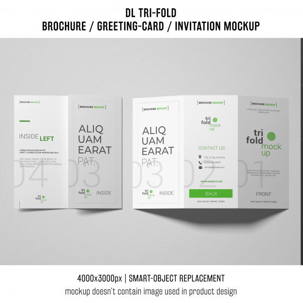 Trifold Brochure Or Invitation Mockup On White Background Psd