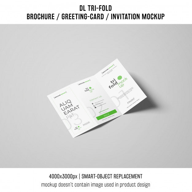 Trifold Brochure Or Invitation Mockup Psd