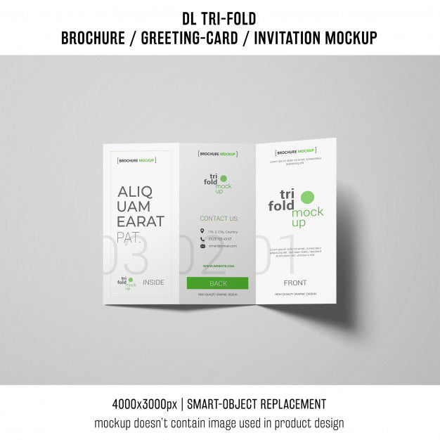 Trifold Brochure Or Invitation Mockup Psd