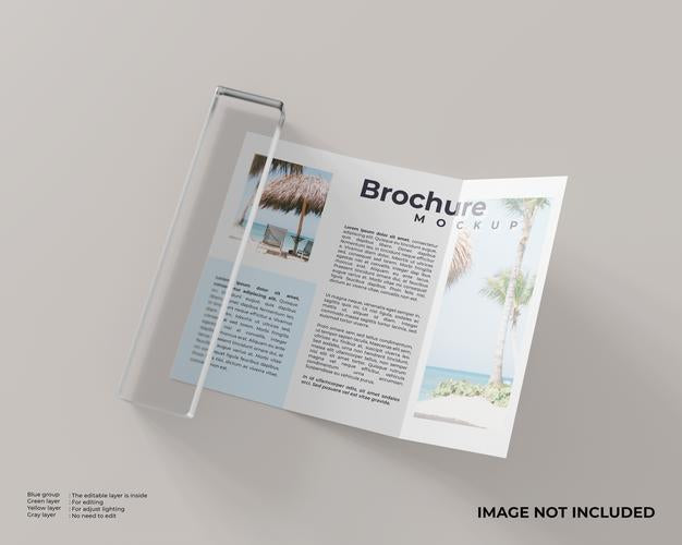 Trifold Brochure With A Glass Block Psd