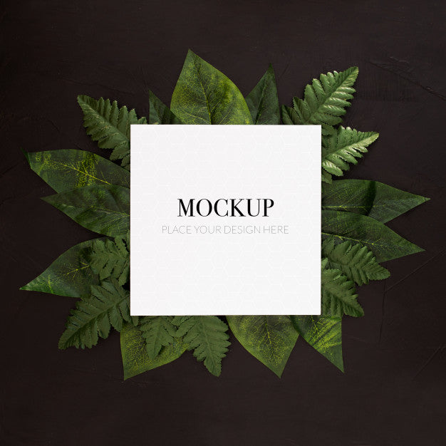 Tropical Plants With Frame Mockup On Black Background Psd