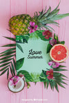 Tropical Summer Composition With Leaves And Fruits Psd