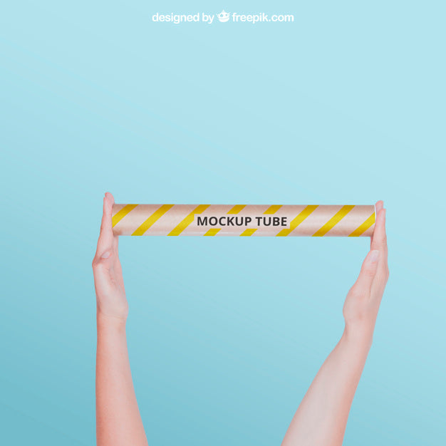 Tube Mockup With Arms Psd
