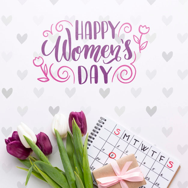 Tuilps Bouquet With Calendar Psd