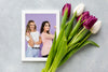 Tulips Bouquet With Photo Psd