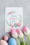 Tulips With Easter Eggs Psd