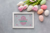 Tulips With Eggs And Frame Psd