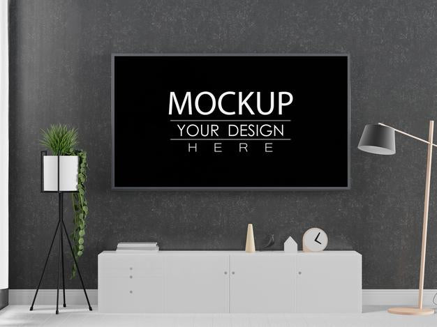 Tv Frame Mockup Interior In Living Room Psd