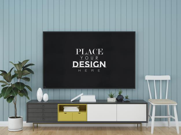 Tv In Living Room Mock Up Psd