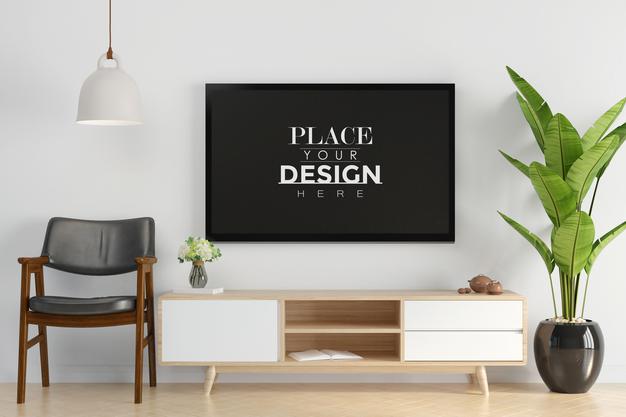 Tv In Living Room Mock Up Psd