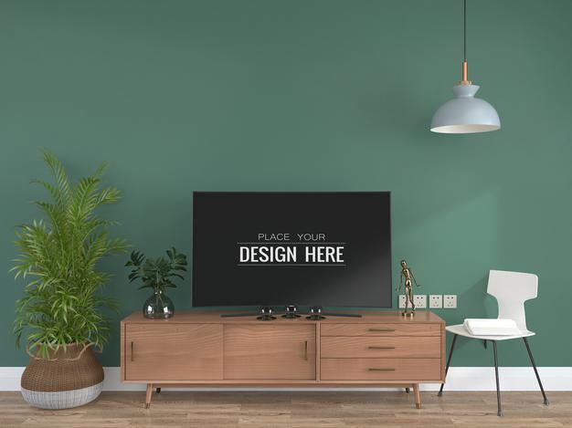 Tv In Living Room Mock Up Psd