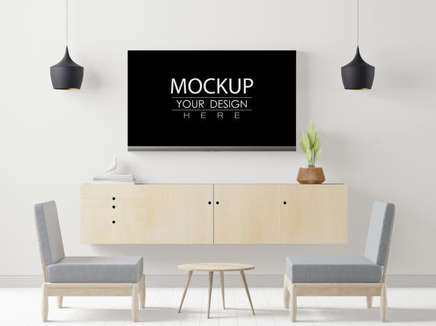 Tv In Living Room Mockup Psd