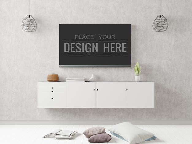 Tv In Living Room Mockup Psd