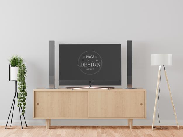 Tv In Living Room Mockup Psd