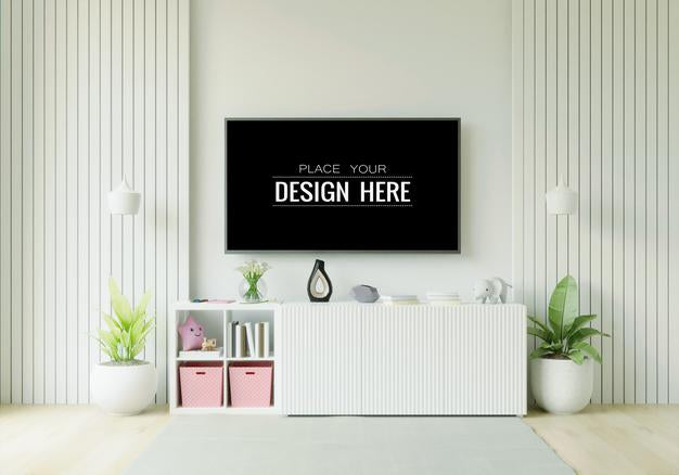 Tv In Living Room Mockup Psd