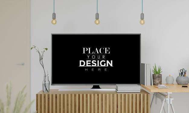 Tv In Living Room Mockup Psd