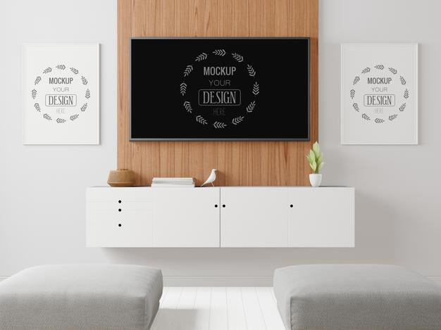 Tv In Living Room Mockup Psd