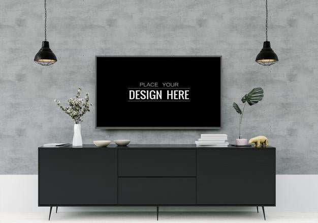 Tv In Living Room Mockup Psd
