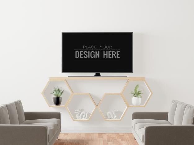 Tv In Living Room Mockup Psd