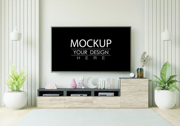 Tv In Living Room Mockup Psd