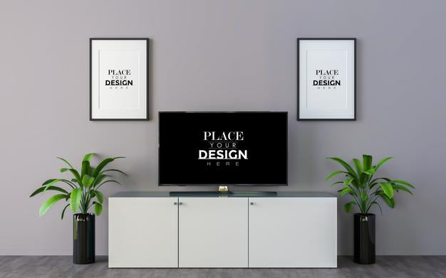Tv In Living Room Mockup Psd