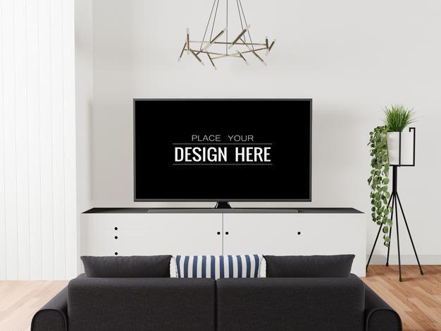Tv In Living Room Mockup Psd