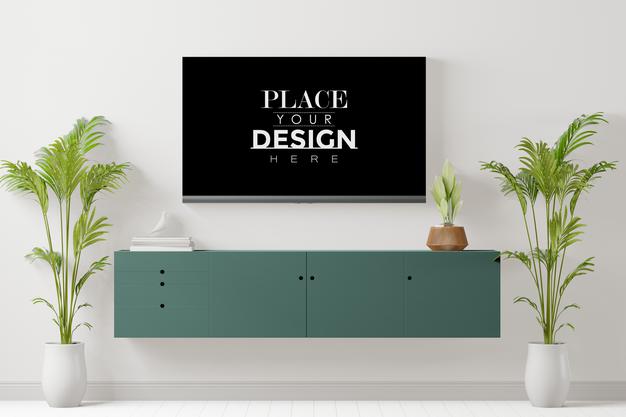 Tv In Living Room Mockup Psd