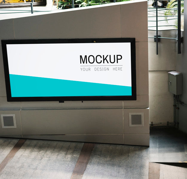 Tv Screen Mockup At Walkway Psd