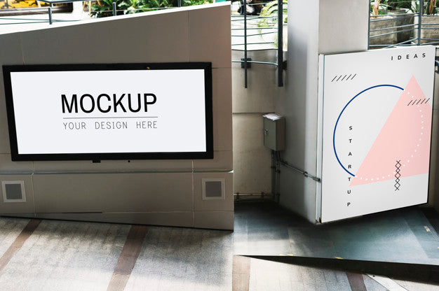 Tv Screen Mockup At Walkway Psd