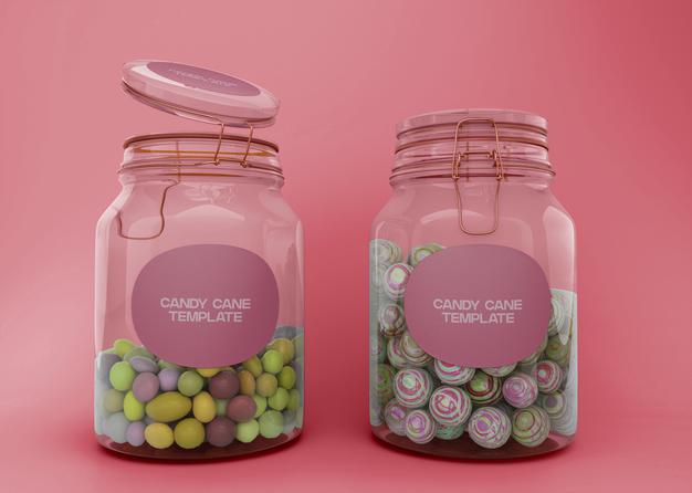 Two Candy Jars Mockup Psd