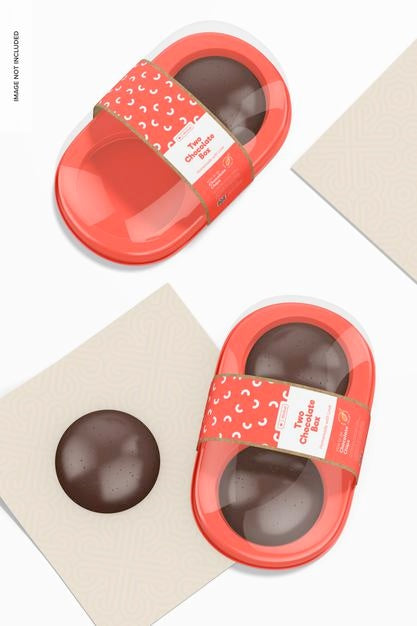 Two Chocolate Box Mockup, Top View Psd