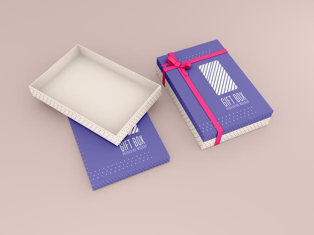 Two Decorated Gift Box Mockup Psd