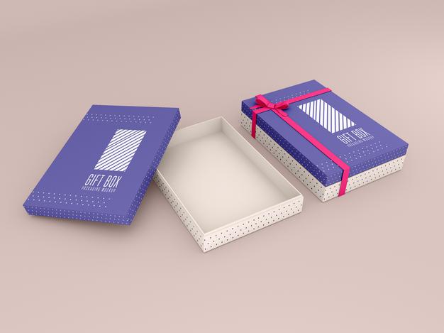 Two Decorated Gift Box Mockup Psd