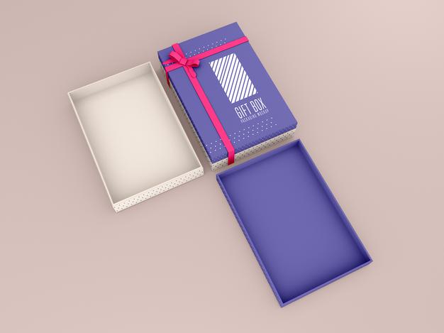 Two Decorated Gift Box Mockup Psd
