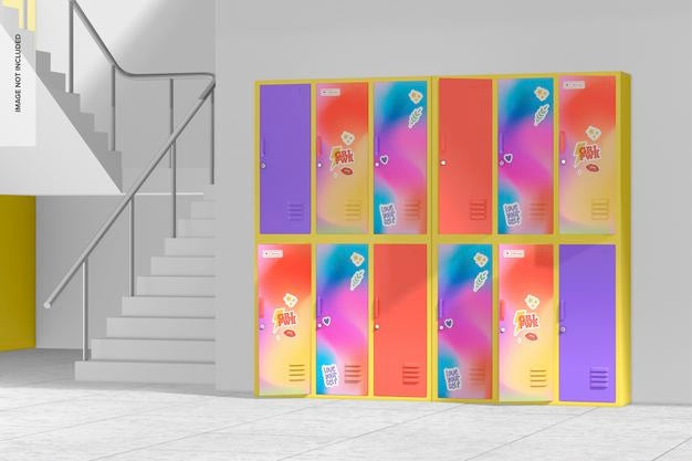 Two Door Locker Mockup, Right View Psd