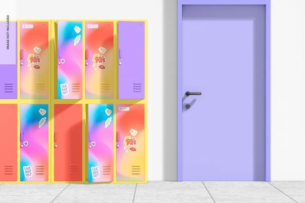 Two Door Lockers Mockup Psd
