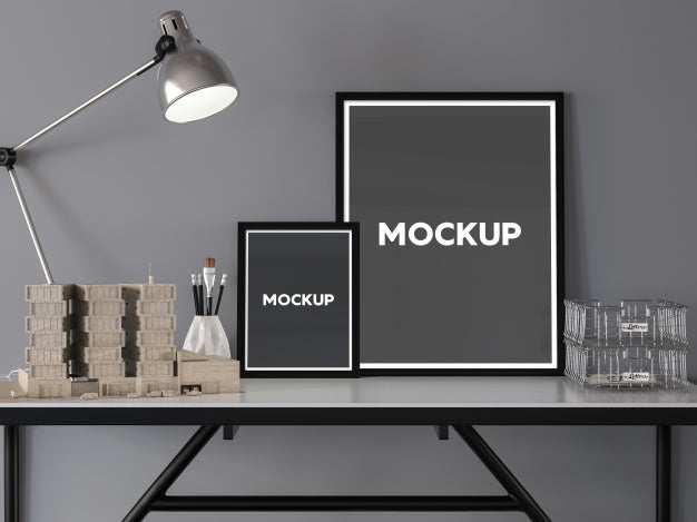 Two Frames On A Desktop Mock Up Design Psd