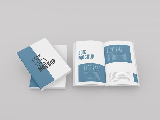 Two Hard Cover With Open Book Mockup Psd