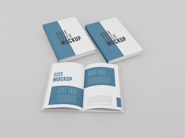 Two Hard Cover With Open Book Mockup Psd