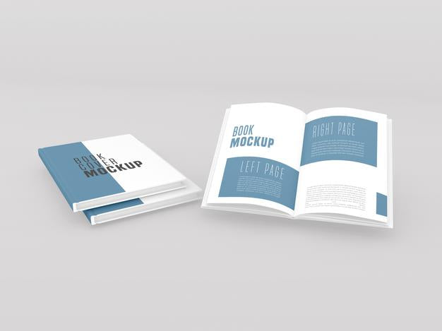 Two Hard Cover With Open Book Mockup Psd