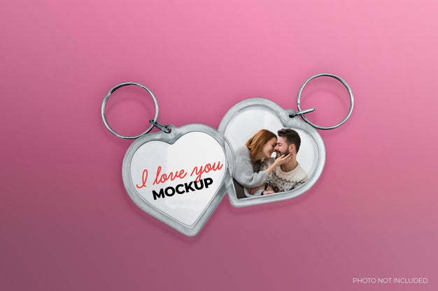 Two Heart Keyhains Mockup Psd