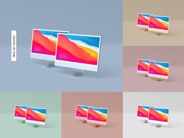 Two Isolated Desktop Screen Mockup Psd