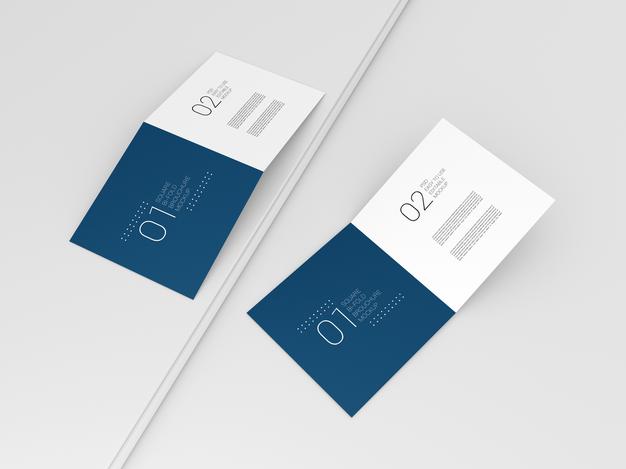 Two Minimal Square Bi-Fold Brochure Mockup Psd