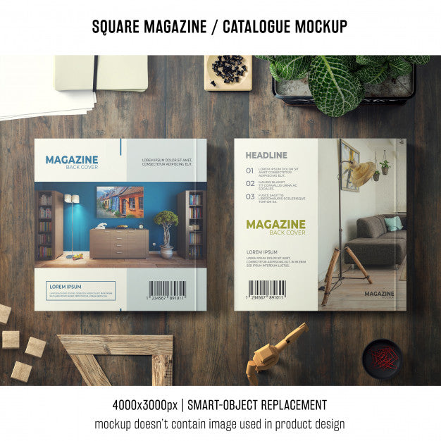 Two Modern Square Magazine Or Catalogue Mockups Psd