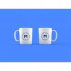 Two Mugs On Blue Background Mock Up Psd