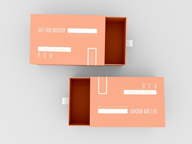 Two Open Delivery Box Mockup Psd
