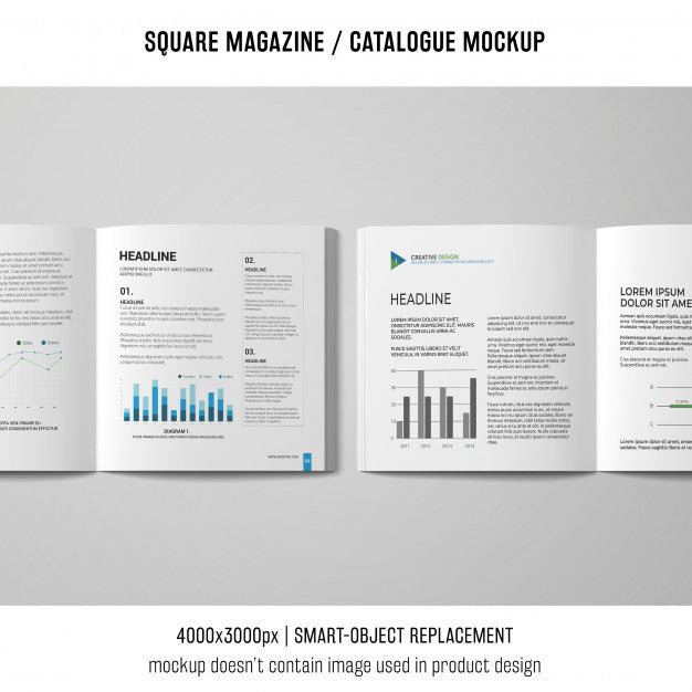 Two Open Square Magazine Or Catalogue Mockups Psd
