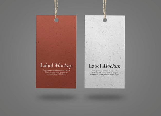 Two Paper Labels On Grey Surface Mockup Psd