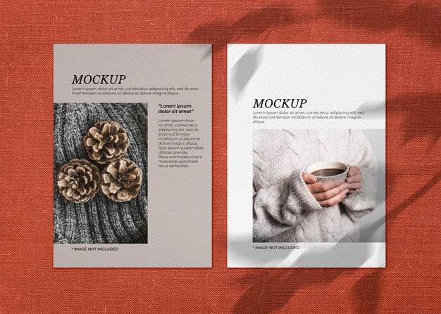 Two Paper Sheets Fabric Surface Mockup Psd