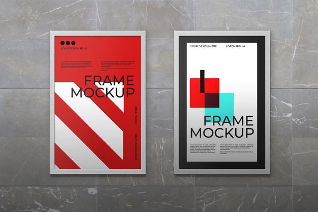 Two Posters Frame Mockup Psd